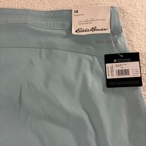 Eddie Bauer Rainier Pant Women 14 36x32 Blue Stretch Straight Hiking Outdoor NWT